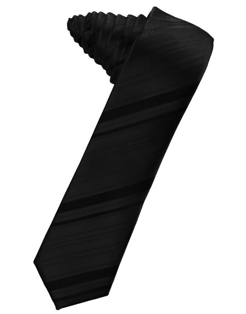 Corbata Striped Satin Skinny Black Caballero