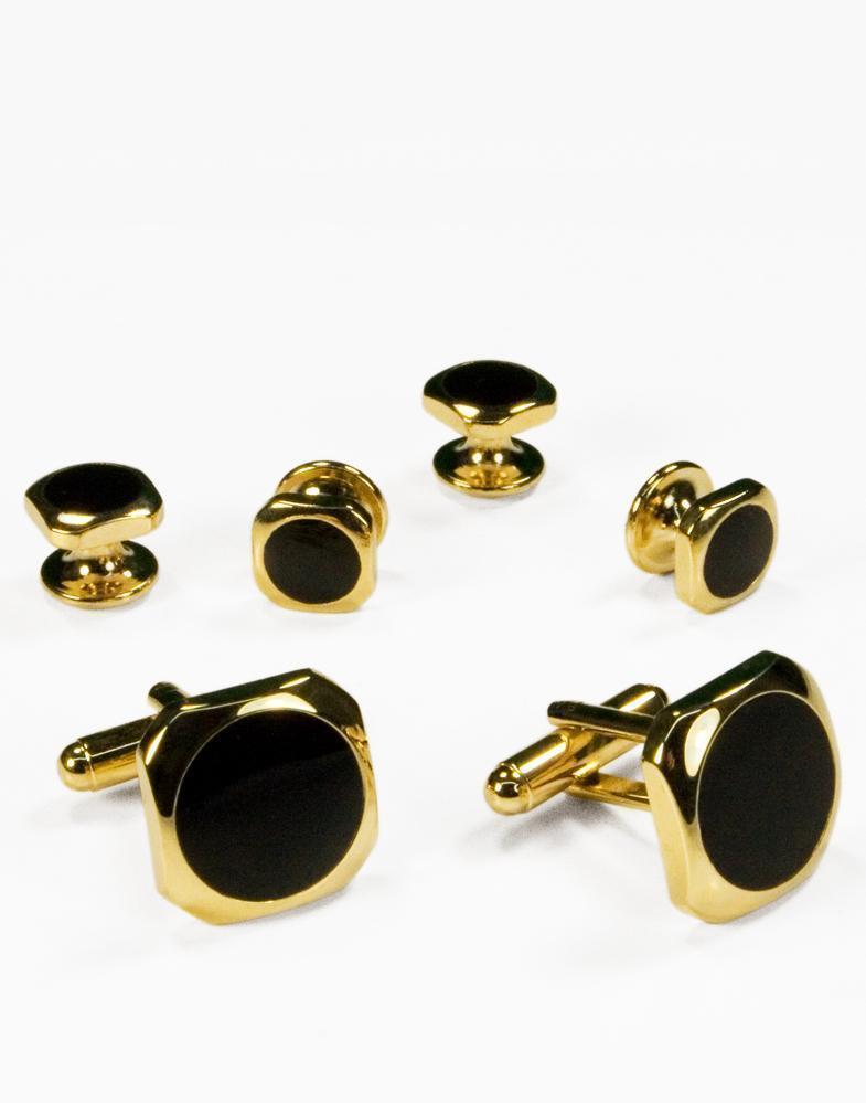 Set Botones & Gemelos Gold & Black