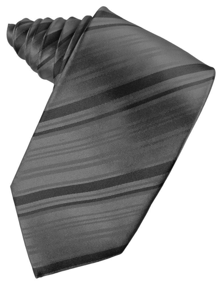 Corbata Striped Satin Charcoal Caballero
