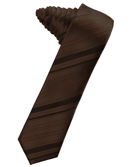 Corbata Striped Satin Skinny Chocolate Caballero