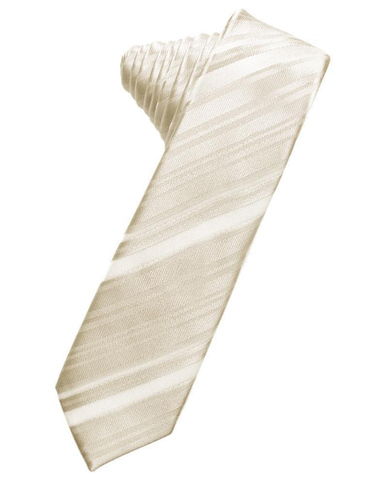 Corbata Striped Satin Skinny Ivory Caballero