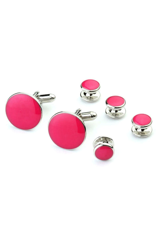 Set Botones & Gemelos Pink & Silver