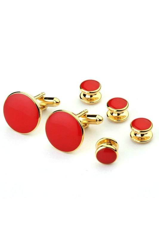 Set Botones & Gemelos Red & Gold