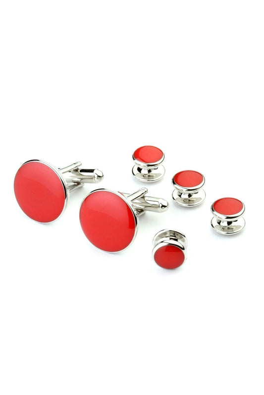 Set Botones & Gemelos Red & Silver