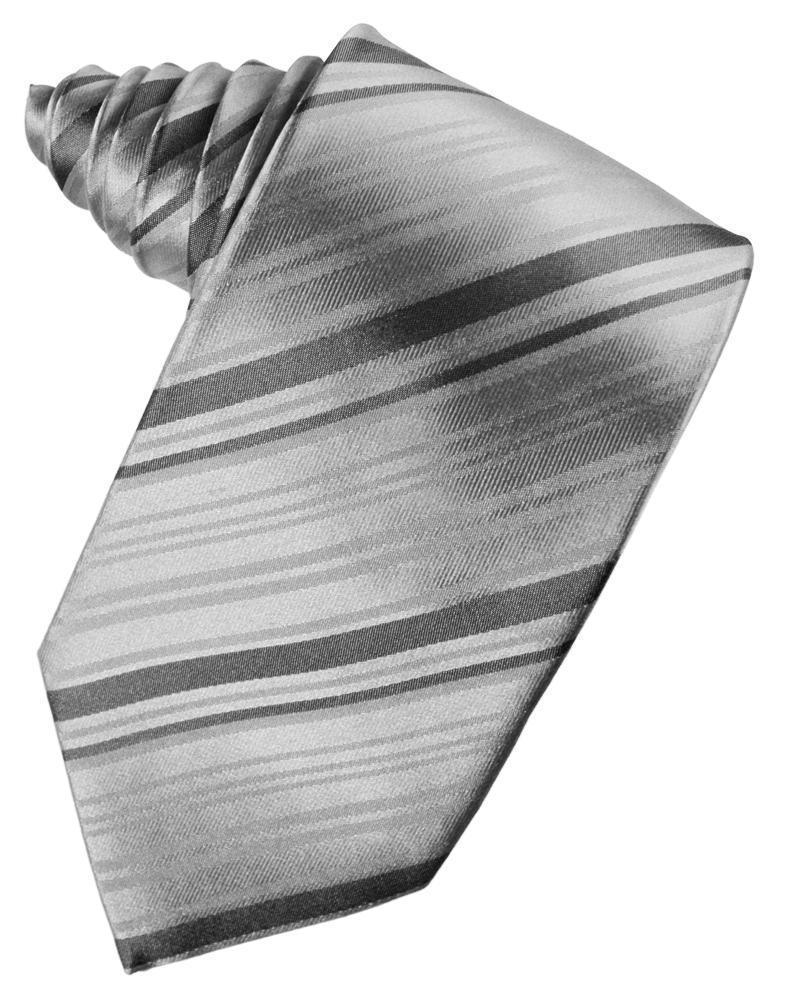 Corbata Striped Silk Silver Caballero
